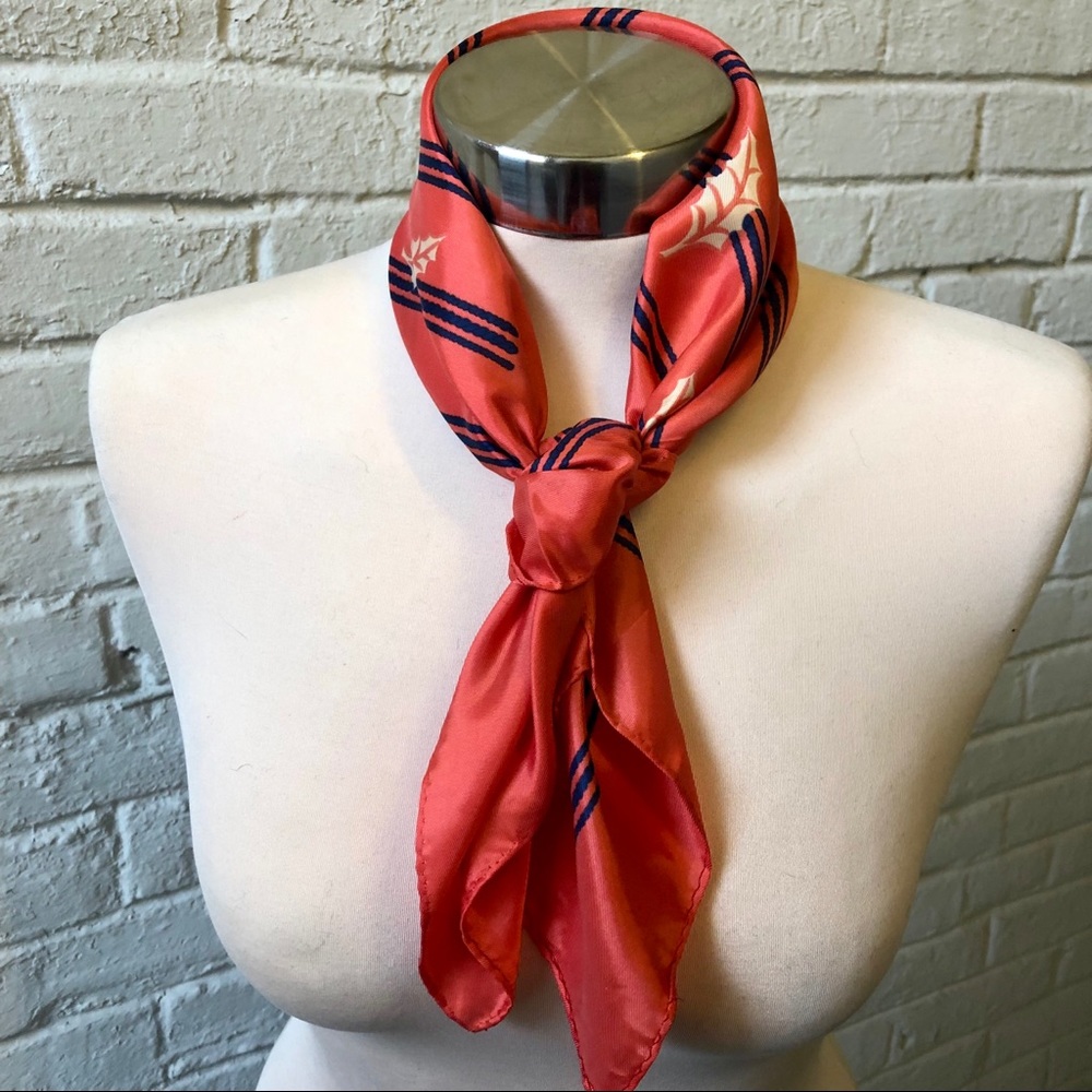 Vintage red leaf print scarf made in Japan